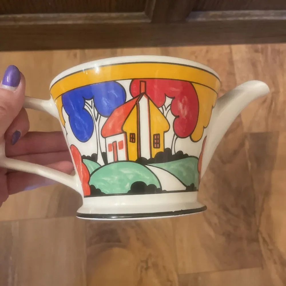 Vintage Sadler Art Deco Colorful Tea Pot Inspired By Clarice Cliff England